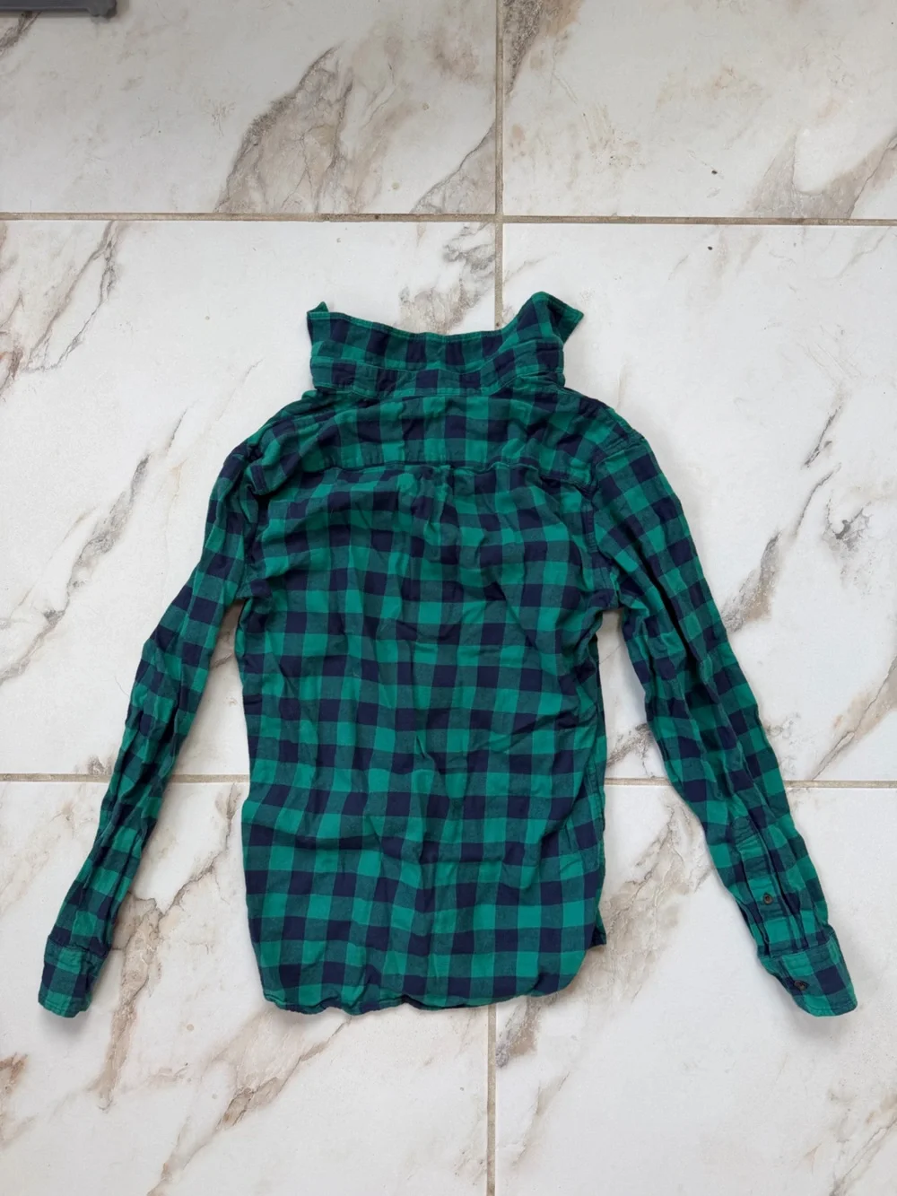 J. Crew Teal and Navy Check Flannel Shirt